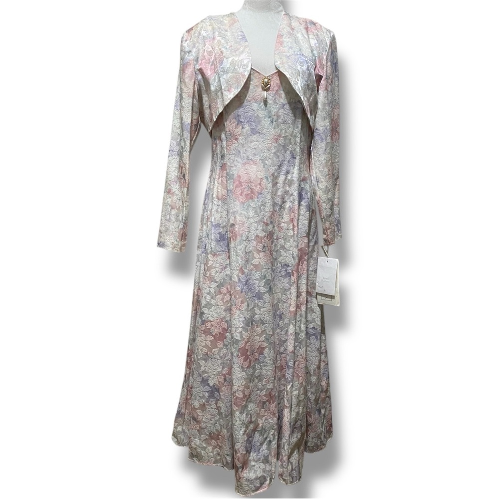 Scott McClintock Size 14 Pastel 2-Piece Floral Ensemble Full Length Formal Dress